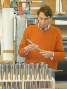 John Mander with new pipework